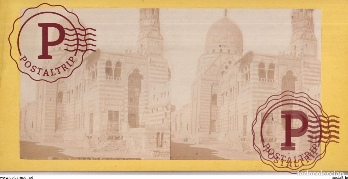 Alte Fotografie: EGYPTE EGIPTO EGYPT MOSQUEE DE KAIT BEY TOMBEAUX DES KALIFES PRES CAIRE CAIRO +-17.5*8.5CM ESTEREOS