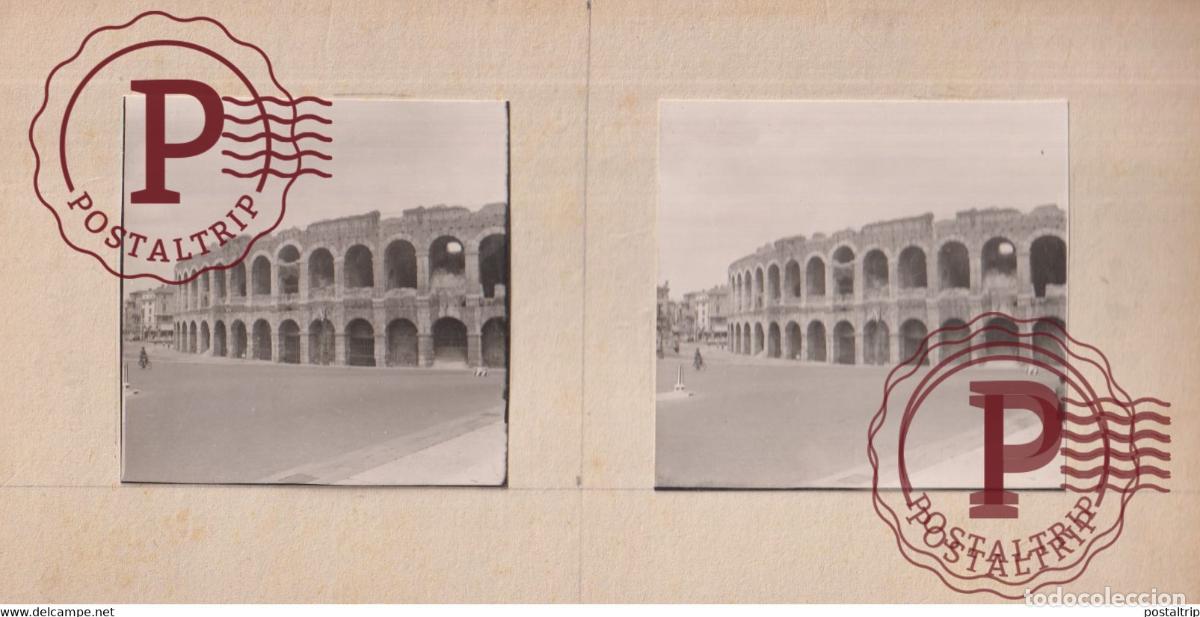 Alte Fotografie: SEMI CONTEMPORAINES ITALY ITALIE VERONE VENETIE +-17.5*8.5CM ESTEREOSCOPICA STEREOSCOPIC