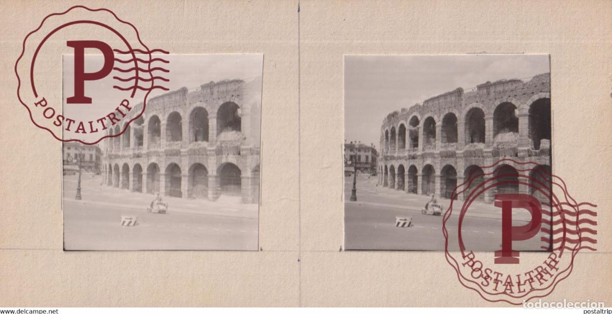 Alte Fotografie: SEMI CONTEMPORAINES ITALY ITALIE VERONE CIRQUE ROMAIN +-17.5*8.5CM ESTEREOSCOPICA STEREOSCOPIC