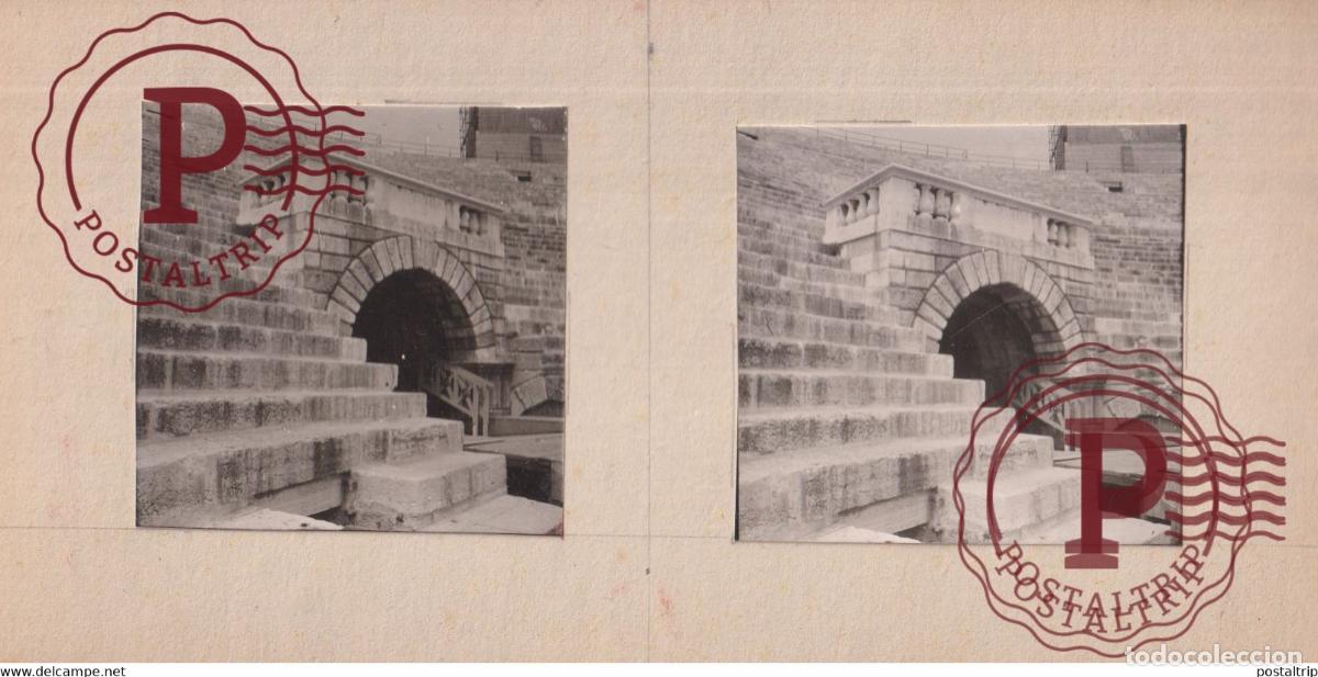 Alte Fotografie: SEMI CONTEMPORAINES ITALY ITALIE VERONE CIRQUE ROMAIN +-17.5*8.5CM ESTEREOSCOPICA STEREOSCOPIC