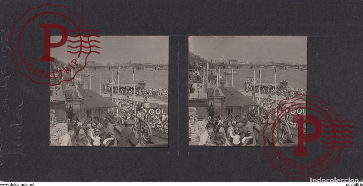 Alte Fotografie: UK 1953 LONDON LONDRES FROM WESTMINSTER BRIDGE ENGLAND +-17.5*8.5CM ESTEREOSCOPICA STEREOSCOPIC