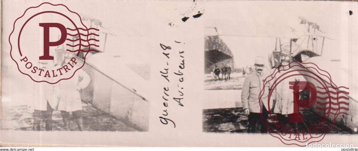 Alte Fotografie: guerre 14-18 aviateurs +-10.5*4.5CM ESTEREOSCOPICA STEREOSCOPIC