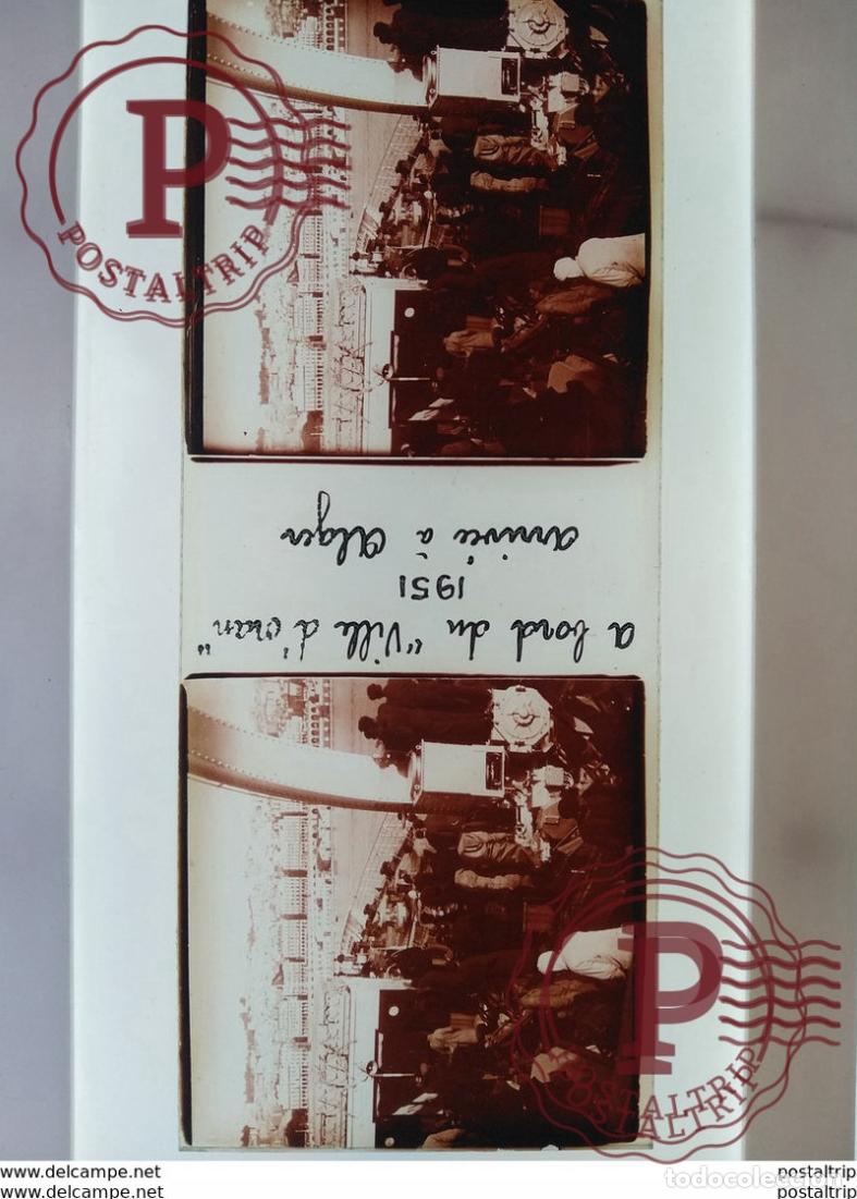 Alte Fotografie: Algerie St&eacute;r&eacute;o sur verre plaque de a bord Ville doran arrivi a Alger