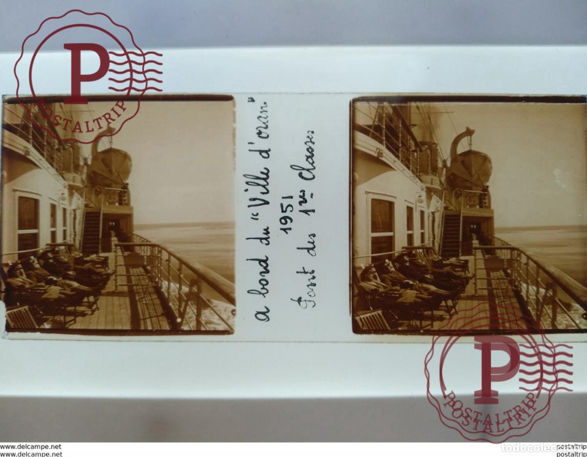 Alte Fotografie: Algerie St&eacute;r&eacute;o sur verre plaque de voyage dalgerie 1951