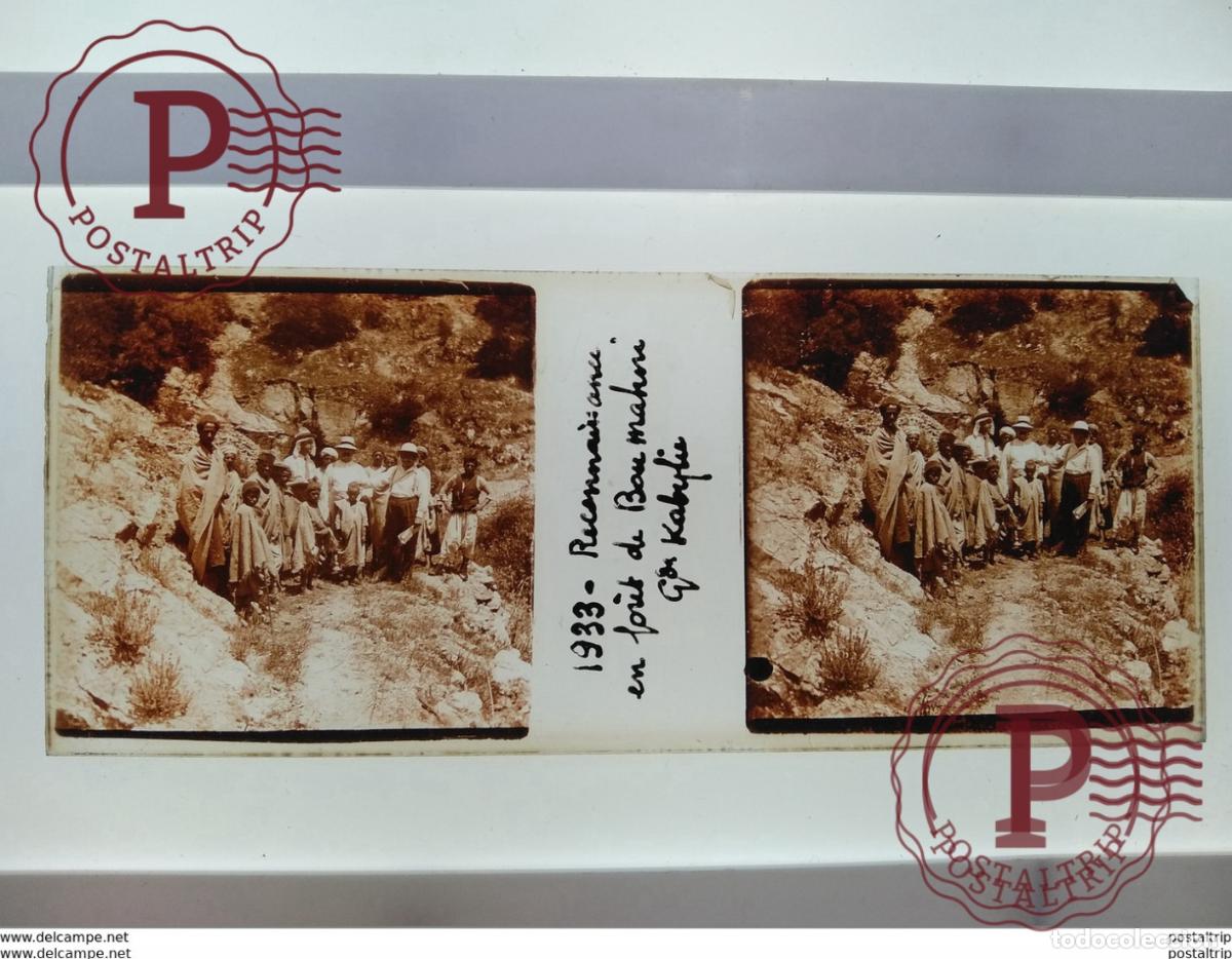 Alte Fotografie: Algerie St&eacute;r&eacute;o sur verre plaque de mai 1933 forit de boghni dipart di la maison forestune