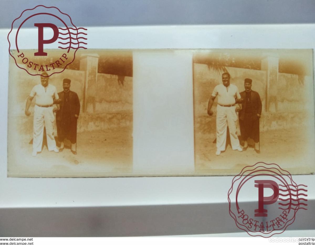Alte Fotografie: Algerie St&eacute;r&eacute;o sur verre plaque de