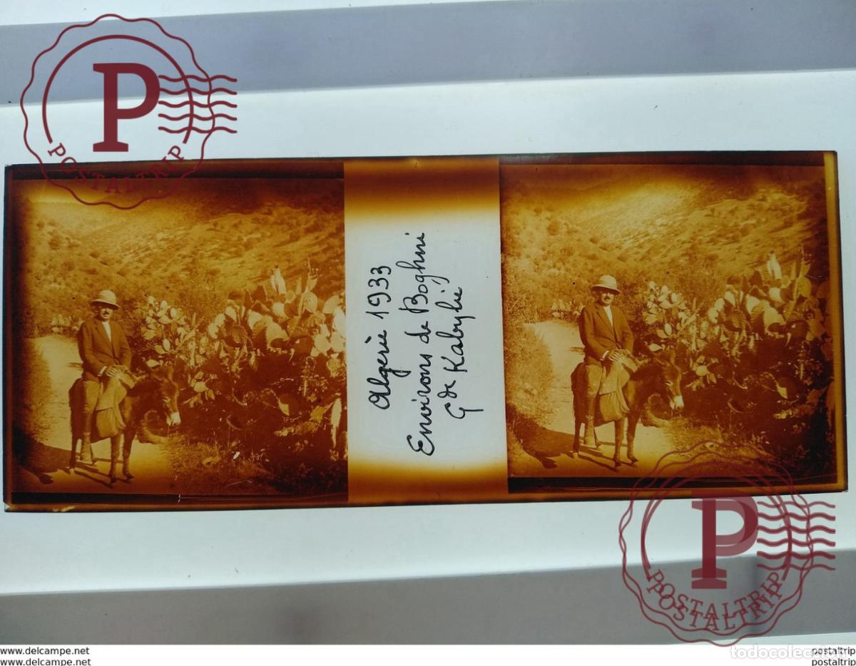 Alte Fotografie: Algerie St&eacute;r&eacute;o sur verre plaque de environs de algerie 1933 boghni g de kabyli