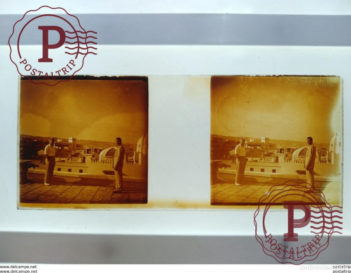 Alte Fotografie: Algerie St&eacute;r&eacute;o sur verre plaque de