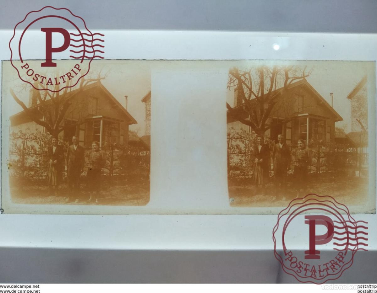 Alte Fotografie: St&eacute;r&eacute;o sur verre plaque de Verre