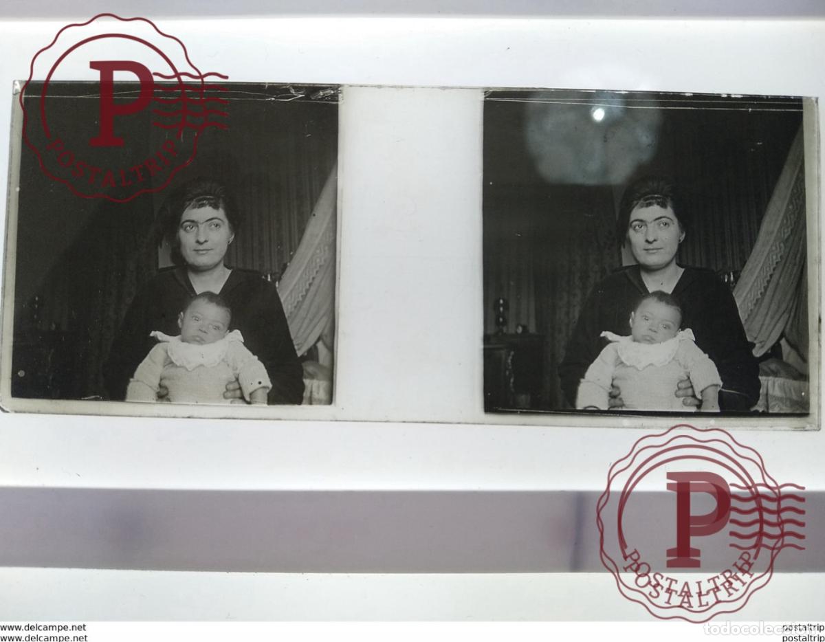 Alte Fotografie: St&eacute;r&eacute;o sur verre plaque de Verre