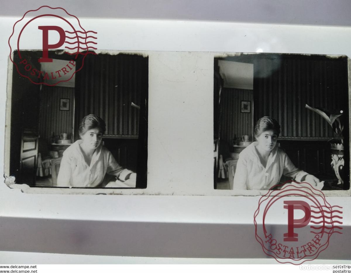 Alte Fotografie: St&eacute;r&eacute;o sur verre plaque de Verre