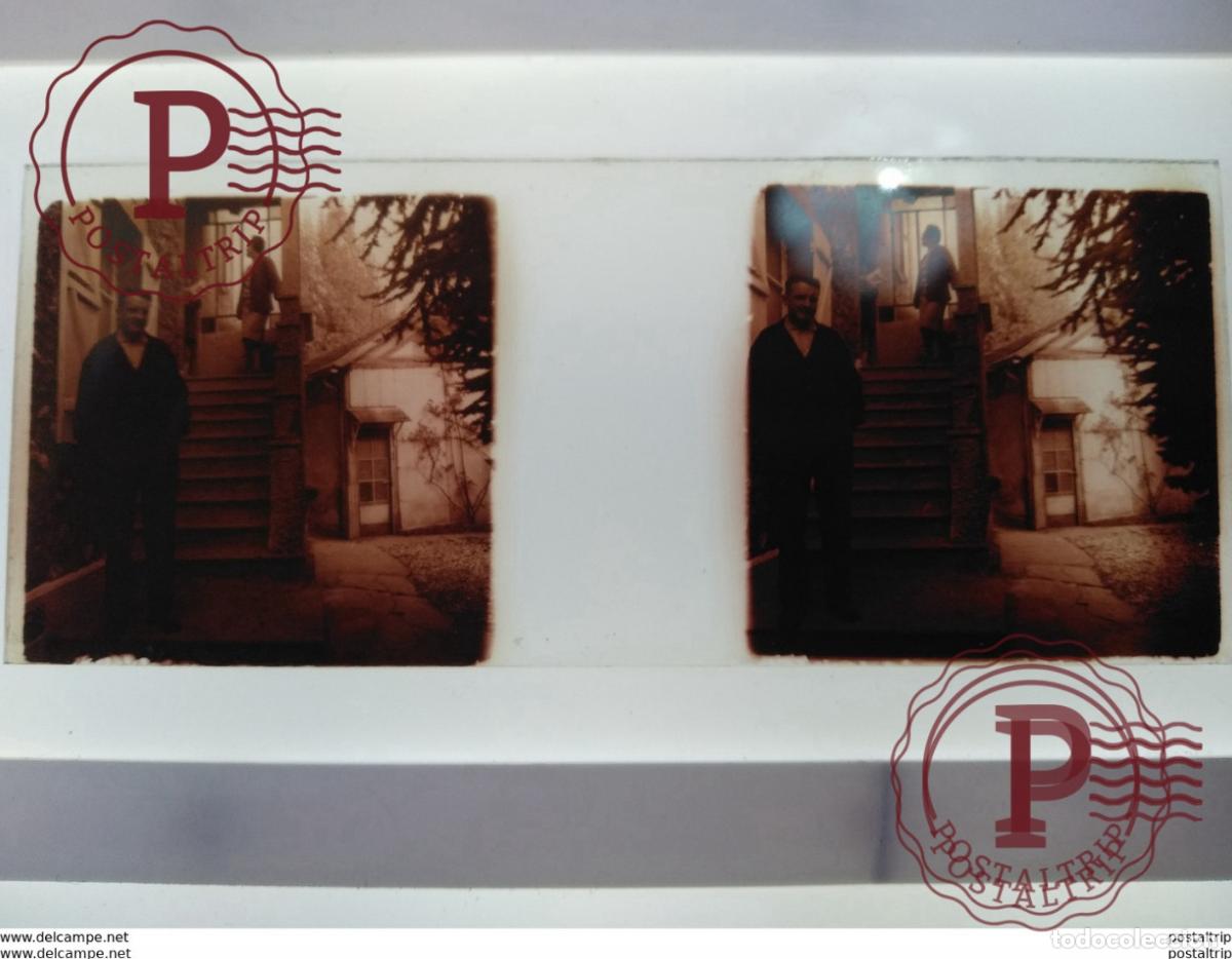 Alte Fotografie: St&eacute;r&eacute;o sur verre plaque de Verre