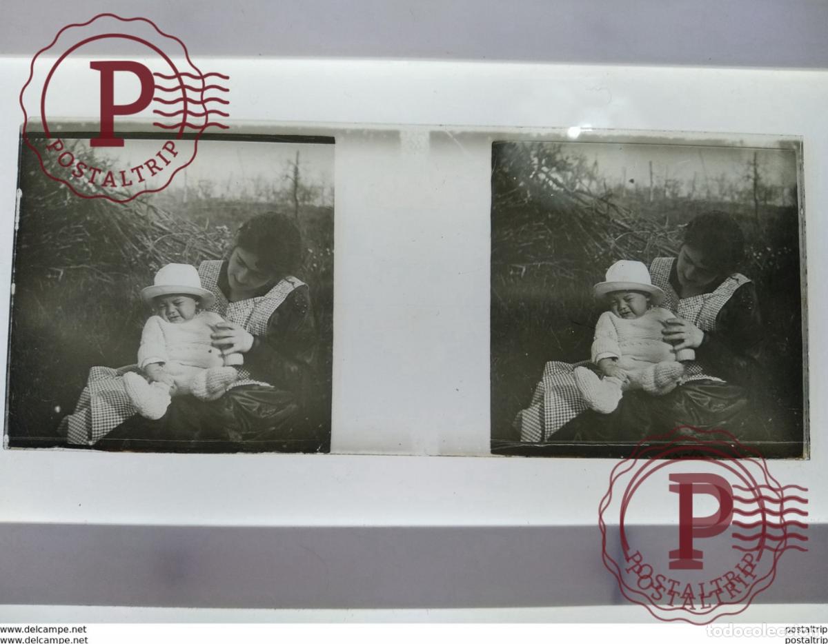 Alte Fotografie: St&eacute;r&eacute;o sur verre plaque de Verre