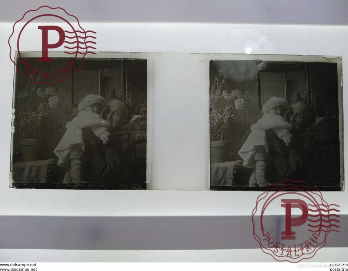 Alte Fotografie: St&eacute;r&eacute;o sur verre plaque de Verre