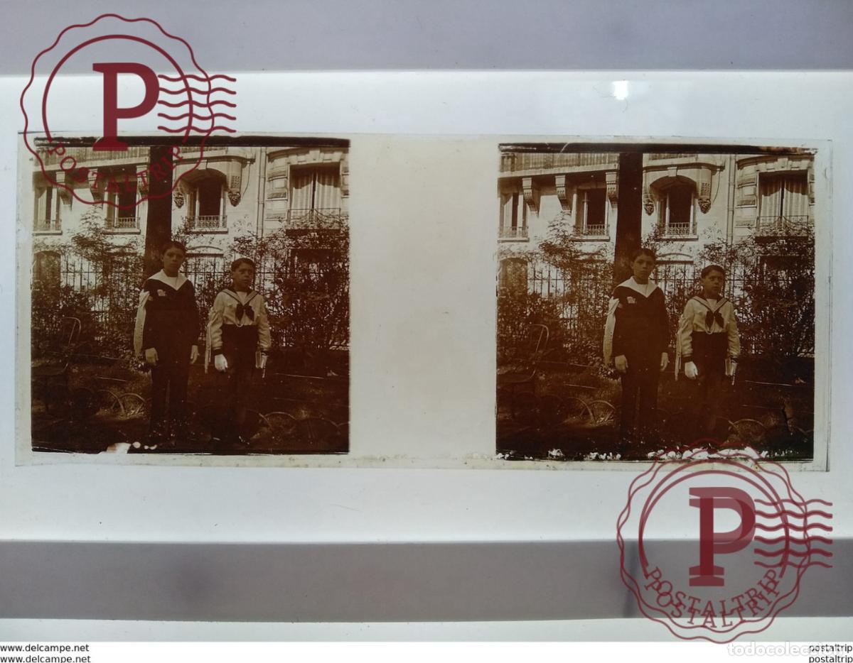 Alte Fotografie: St&eacute;r&eacute;o sur verre plaque de Verre