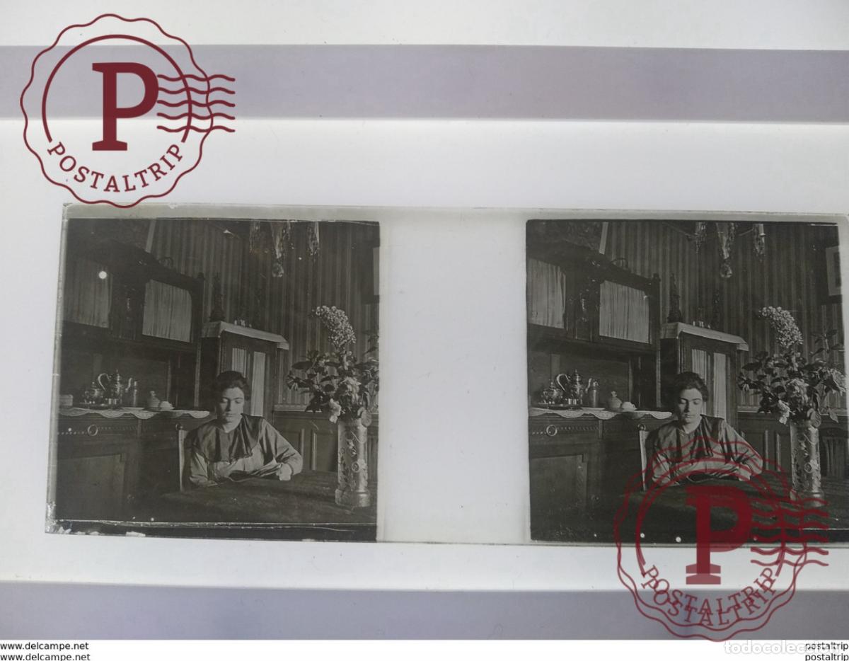 Fotograf&iacute;a antigua: St&eacute;r&eacute;o sur verre plaque de Verre