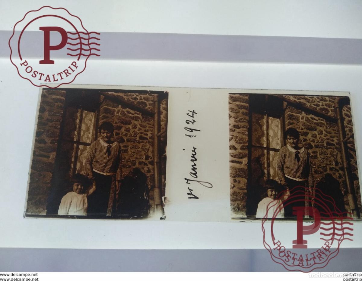 Fotograf&iacute;a antigua: St&eacute;r&eacute;o sur verre plaque de Verre vr Janvi 1924