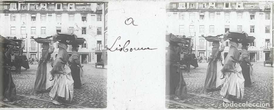 Fotograf&iacute;a antigua: PORTUGAL LISBOA ESTEROSCOPICA DE CRISTAL 4.5 X 10.7 cm.