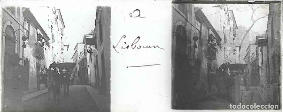 Fotograf&iacute;a antigua: PORTUGAL LISBOA ESTEROSCOPICA DE CRISTAL 4.5 X 10.7 cm.