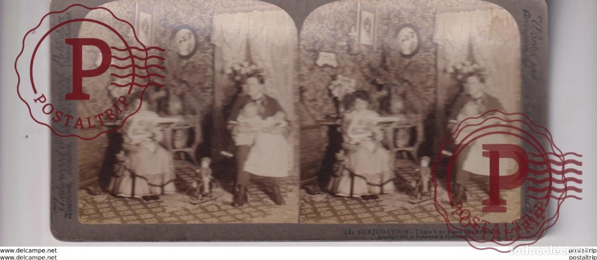 Photographie ancienne: SUBJUGATION UNDERWOOD st&eacute;r&eacute;oscopique st&eacute;r&eacute;oscope carte photo st&eacute;r&eacute;o