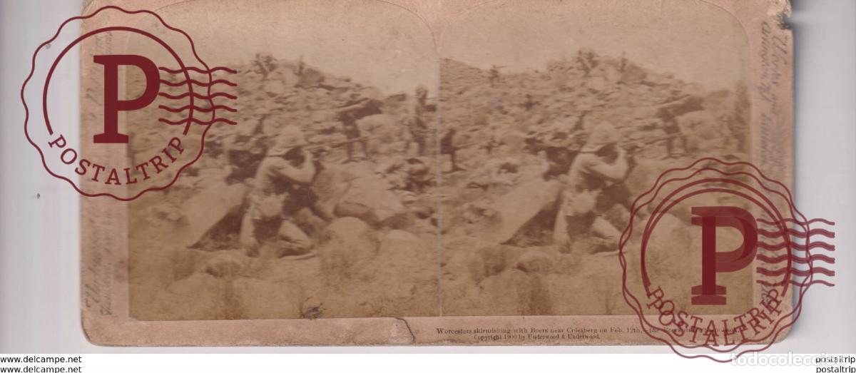 Photographie ancienne: COLESBERG SOUTH-AFRICA-BOER-WAR-BATTLE UNDERWOOD GUERRE WAR st&eacute;r&eacute;oscopique st&eacute;r&eacute;oscope carte photo