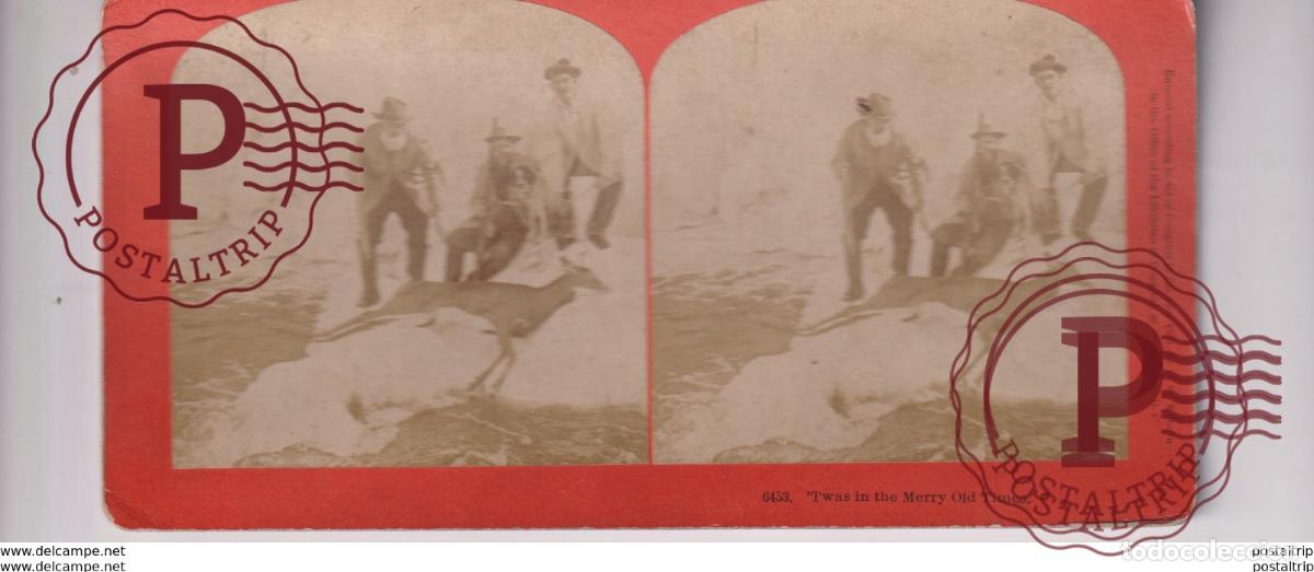 Photographie ancienne: TWAS IN THE MERRY OLD TIMES HUNTING CASSE st&eacute;r&eacute;oscopique st&eacute;r&eacute;oscope carte photo st&eacute;r&eacute;o