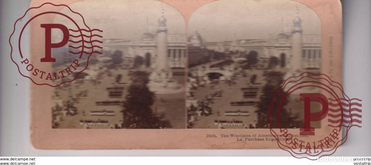 Photographie ancienne: THE WOODMEN OF AMERICA ST LOUIS PURCHASE EXHIBITION B W KILBURN st&eacute;r&eacute;oscopique st&eacute;r&eacute;oscope carte