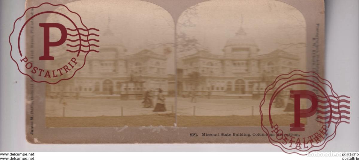 Photographie ancienne: 1893 MISSOURI STATE BUILDING COLUMBIAN EXHIBITION st&eacute;r&eacute;oscopique st&eacute;r&eacute;oscope carte photo st&eacute;r&eacute;o