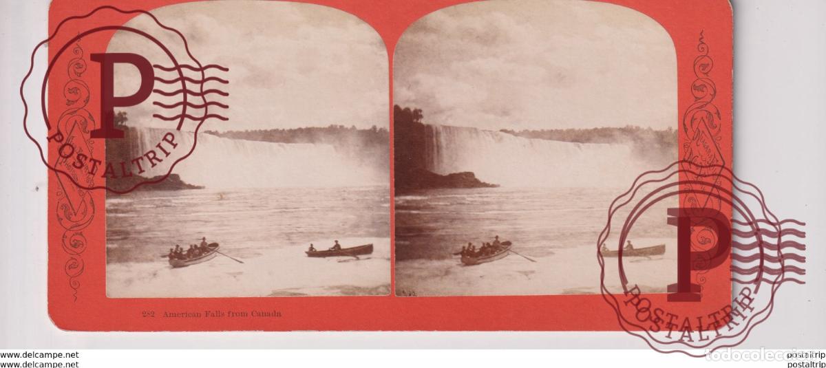 Fotografia antiga: AMERICAN FALLS FROM CANADA GEORGE GEO E CURTIS NIAGARA FALLS st&eacute;r&eacute;oscopique st&eacute;r&eacute;oscope carte p