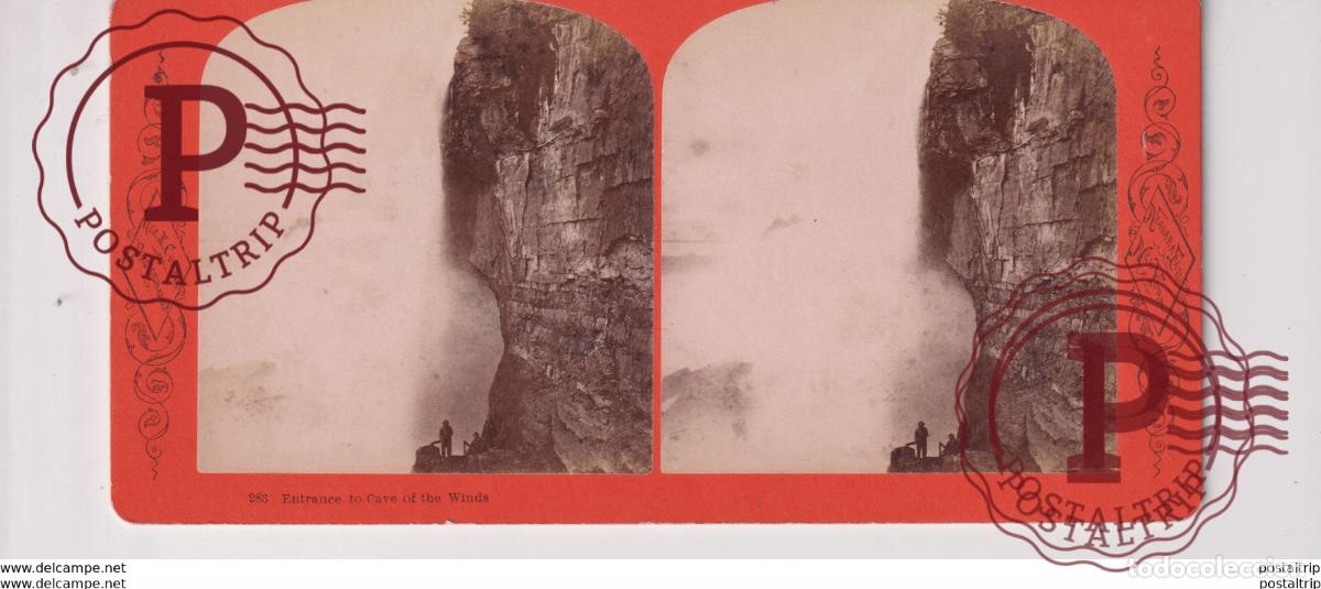 Fotografia antiga: ENTRANCE CAVE WINDS CANADA GEORGE GEO E CURTIS AMERICA NIAGARA FALLS st&eacute;r&eacute;oscopique st&eacute;r&eacute;oscope
