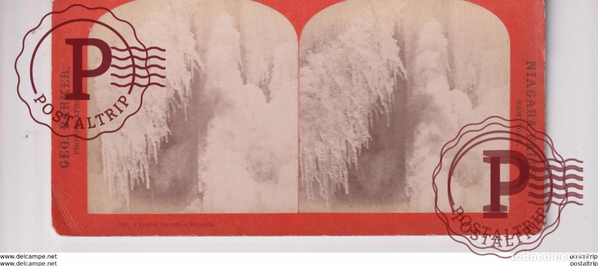 Fotografia antiga: CRYSTAL GROTTO GEO BARKER NIAGARA FALLS st&eacute;r&eacute;oscopique st&eacute;r&eacute;oscope carte photo st&eacute;r&eacute;o