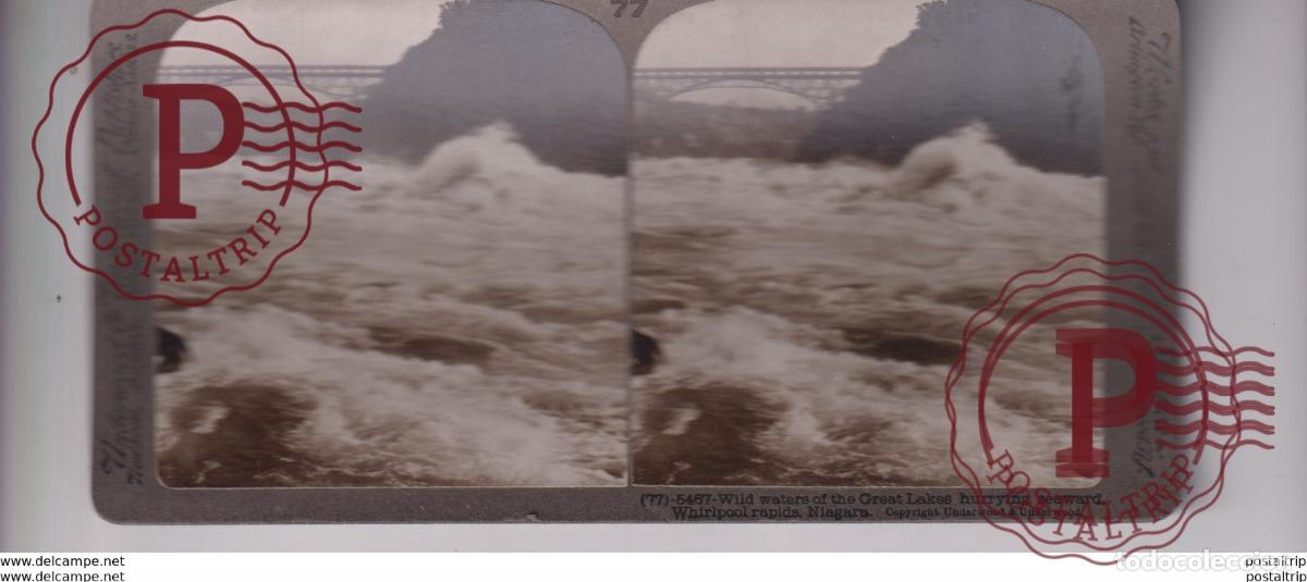 Fotografia antiga: WILD WATERS WHIRLPOOL RAPIDS UNDERWOOD NIAGARA FALLS st&eacute;r&eacute;oscopique st&eacute;r&eacute;oscope carte photo st&eacute;r&eacute;o