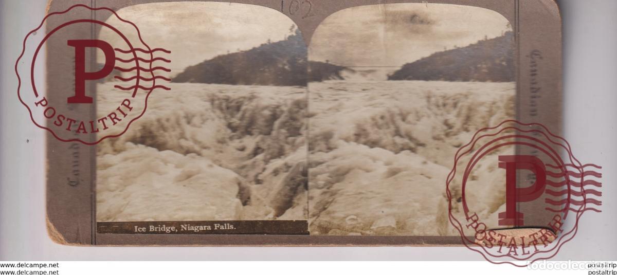 Fotograf&iacute;a antigua: ICE BRIDGE NIAGARA FALLS st&eacute;r&eacute;oscopique st&eacute;r&eacute;oscope carte photo st&eacute;r&eacute;o