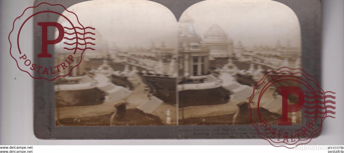 Fotograf&iacute;a antigua: FROM GERMAN BUILDING ST LOUIS LOUISIANA PURCHASE EXPOSITION st&eacute;r&eacute;oscopique st&eacute;r&eacute;oscope carte photo s