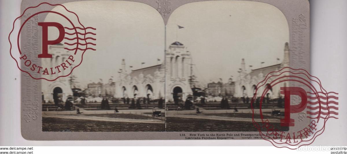 Fotograf&iacute;a antigua: NEW YORK TO THE NORTH POLE TRANSPORTATION LOUISIANA PURCHASE EXPOSITION st&eacute;r&eacute;oscopique st&eacute;r&eacute;oscope