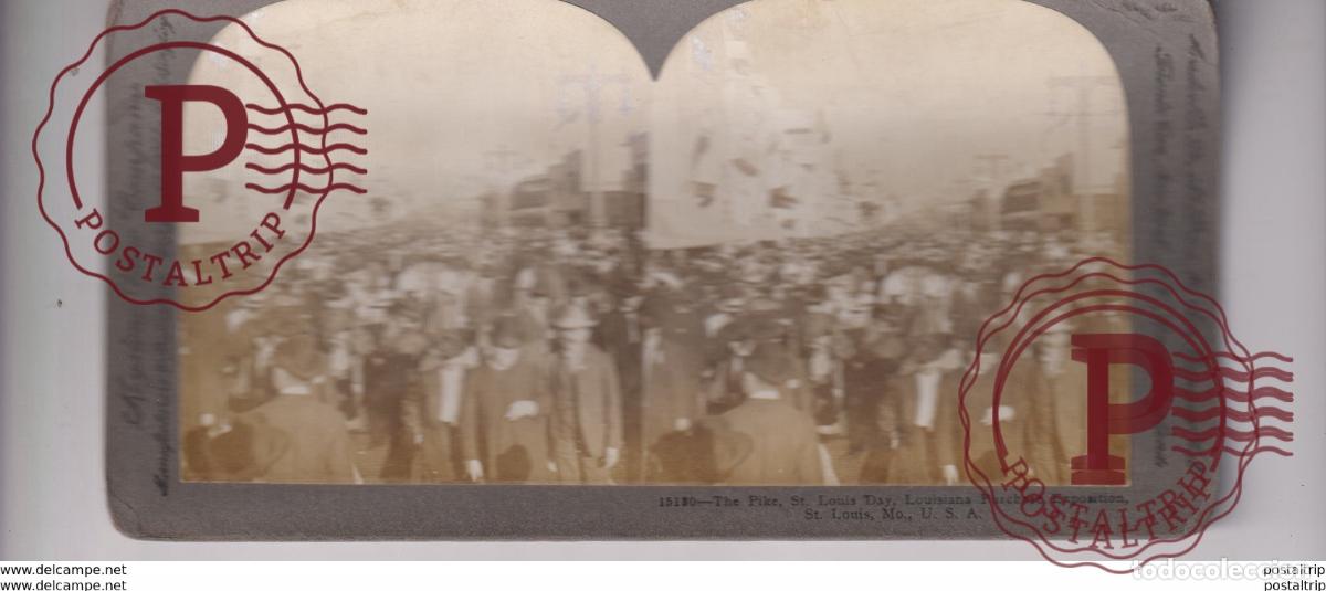 Fotograf&iacute;a antigua: THE PIKE ST LOUIS DAY LOUISIANA PURCHASE EXPOSITION st&eacute;r&eacute;oscopique st&eacute;r&eacute;oscope carte photo st&eacute;r&eacute;o