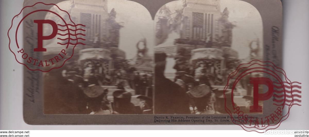 Fotograf&iacute;a antigua: DAVID K FRANCIS PR&Eacute;SIDENT LOUISIANA PURCHASE EXPOSITION st&eacute;r&eacute;oscopique st&eacute;r&eacute;oscope carte photo st