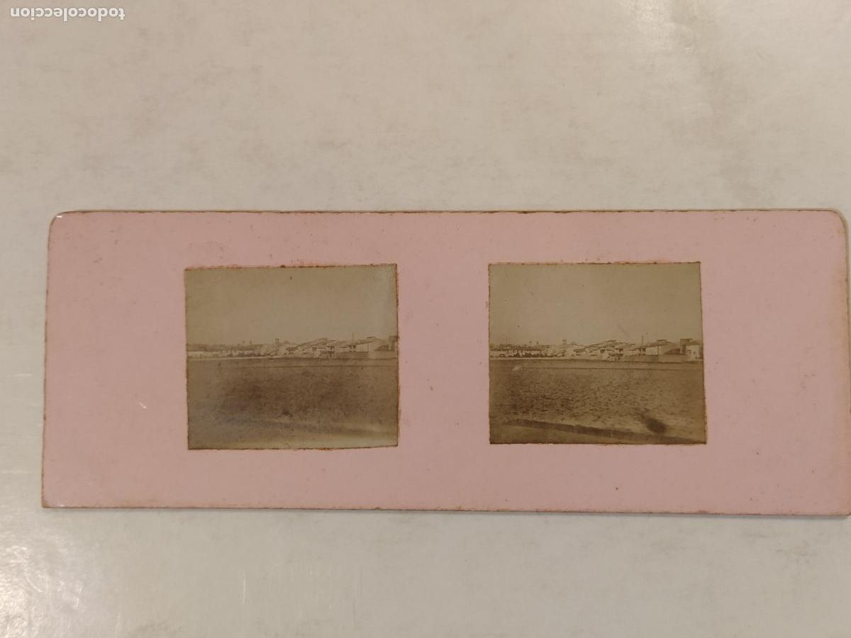 Fotograf&iacute;a antigua: UN POBLE DE CATALUNYA -SIN IDENTIFICAR-FOTOGRAFIA ANTIGUA ESTEREOCOPICA-ALBUMINAS PEGADAS-(K-15.357)