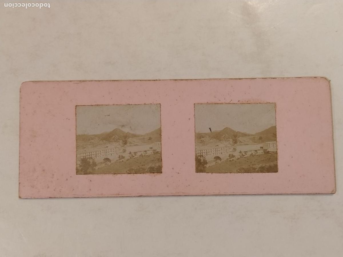 Fotograf&iacute;a antigua: UN POBLE DE CATALUNYA -SIN IDENTIFICAR-FOTOGRAFIA ANTIGUA ESTEREOCOPICA-ALBUMINAS PEGADAS-(K-15.359)
