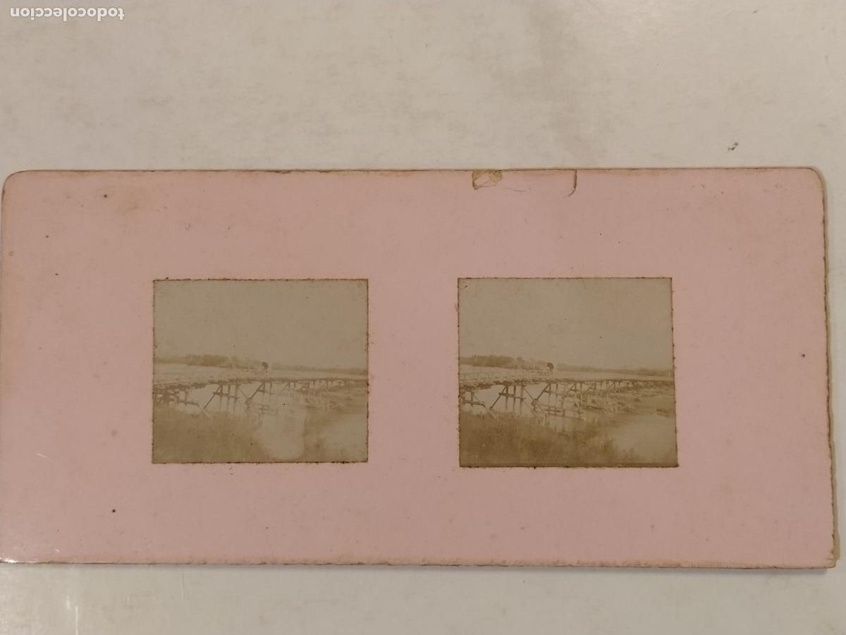 Fotograf&iacute;a antigua: PUENTE-LUGAR SIN IDENTIFICAR-FOTOGRAFIA ANTIGUA ESTEREOCOPICA-ALBUMINAS PEGADAS-(K-15.361)