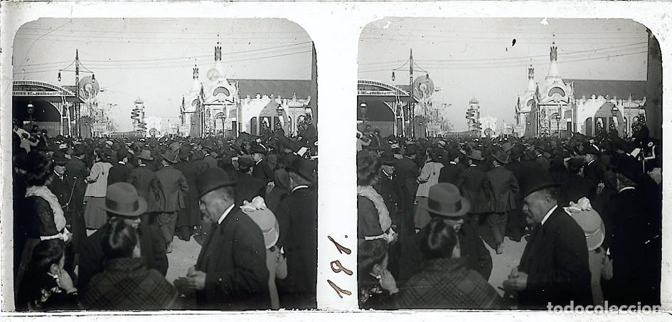 Fotograf&iacute;a antigua: VALENCIA 1909 EXPOSICION REGIONAL ESTEREOSCOPICA DE CRISTAL TAMA&Ntilde;O 6 X 13 CM.