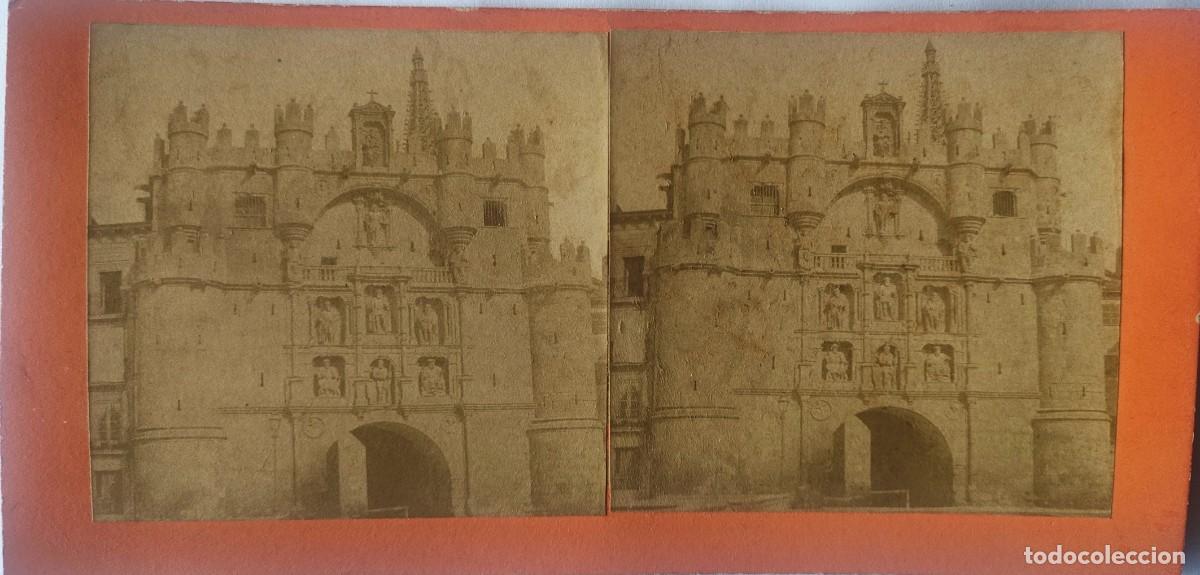 Fotograf&iacute;a antigua: BURGOS 1875 VISTA ESTEREOSCOPICA FOTOGRAFO FRANCES TAMA&Ntilde;O 8.5 X 17.5 CM.