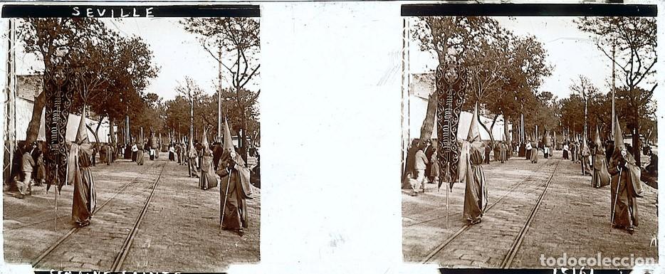 Fotograf&iacute;a antigua: SEVILLA ESTEREOSCOPICA DE CRISTAL FOTOGRAFO FRANCES TAMA&Ntilde;O 4.5 X 10.7 CM.