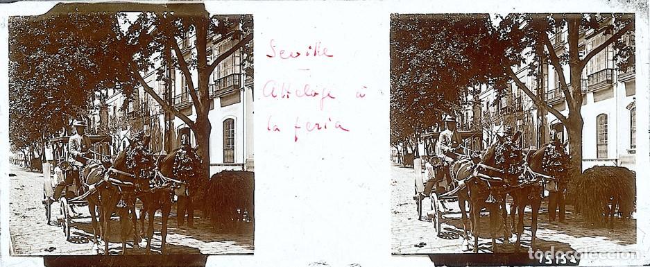 Antique Photography: SEVILLA ESTEREOSCOPICA DE CRISTAL FOTOGRAFO FRANCES TAMA&Ntilde;O 4.5 X 10.7 CM.