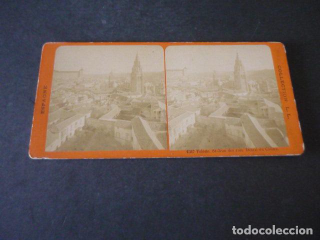 Fotografia antiga: TOLEDO VISTA DE LA CIUDAD VISTA ESTEREOSCOPICA ALBUMINA SIGLO XIX L.L. FOTOGRAFO