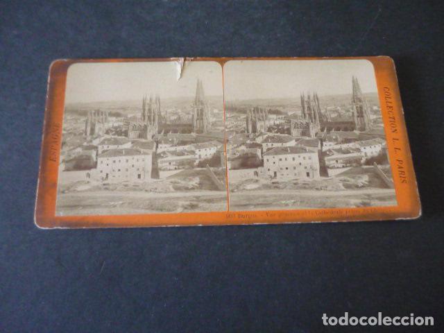 Photographie ancienne: BURGOS VISTA DESDE EL CASTILLO VISTA ESTEREOSCOPICA ALBUMINA SIGLO XIX L.L. FOTOGRAFO