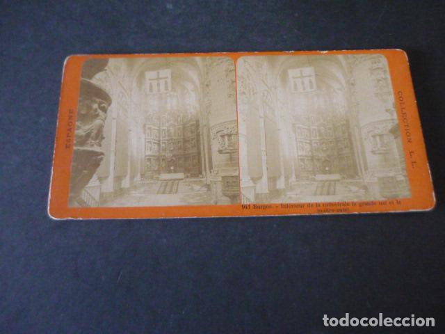 Fotografia antiga: BURGOS INTERIOR DE LA CATEDRAL VISTA ESTEREOSCOPICA ALBUMINA SIGLO XIX L.L. FOTOGRAFO