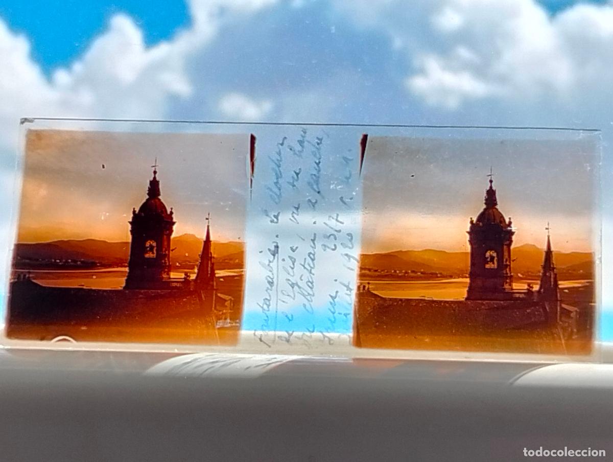 Fotografia antiga: FUENTERRABIA GUIPUZCOA VISTA ESTEREOSCOPICA EN CRISTAL 4 X 10,5 CM
