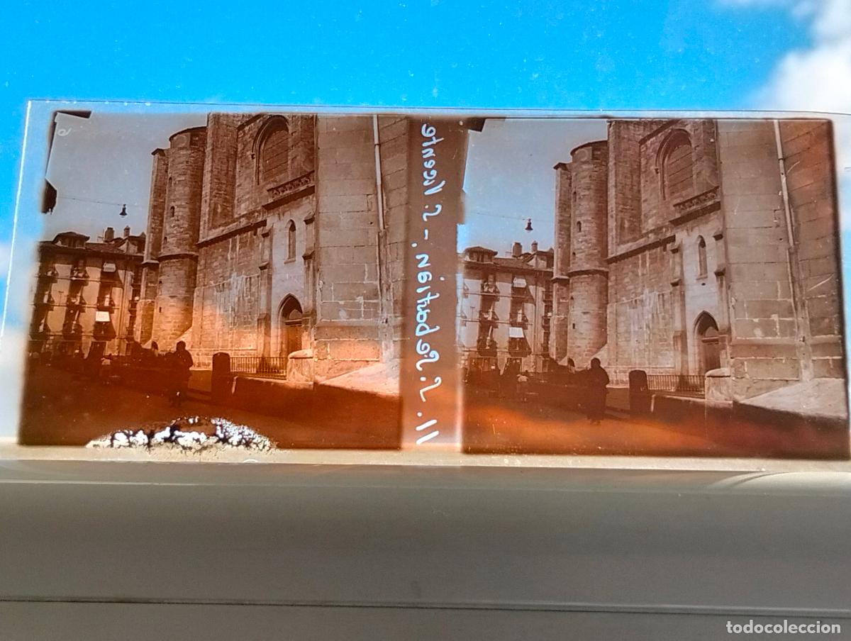 Antique Photography: SAN SEBASTIAN IGLESIA DE SAN VICENTE VISTA ESTEREOSCOPICA EN CRISTAL 6 X 12,5 CM