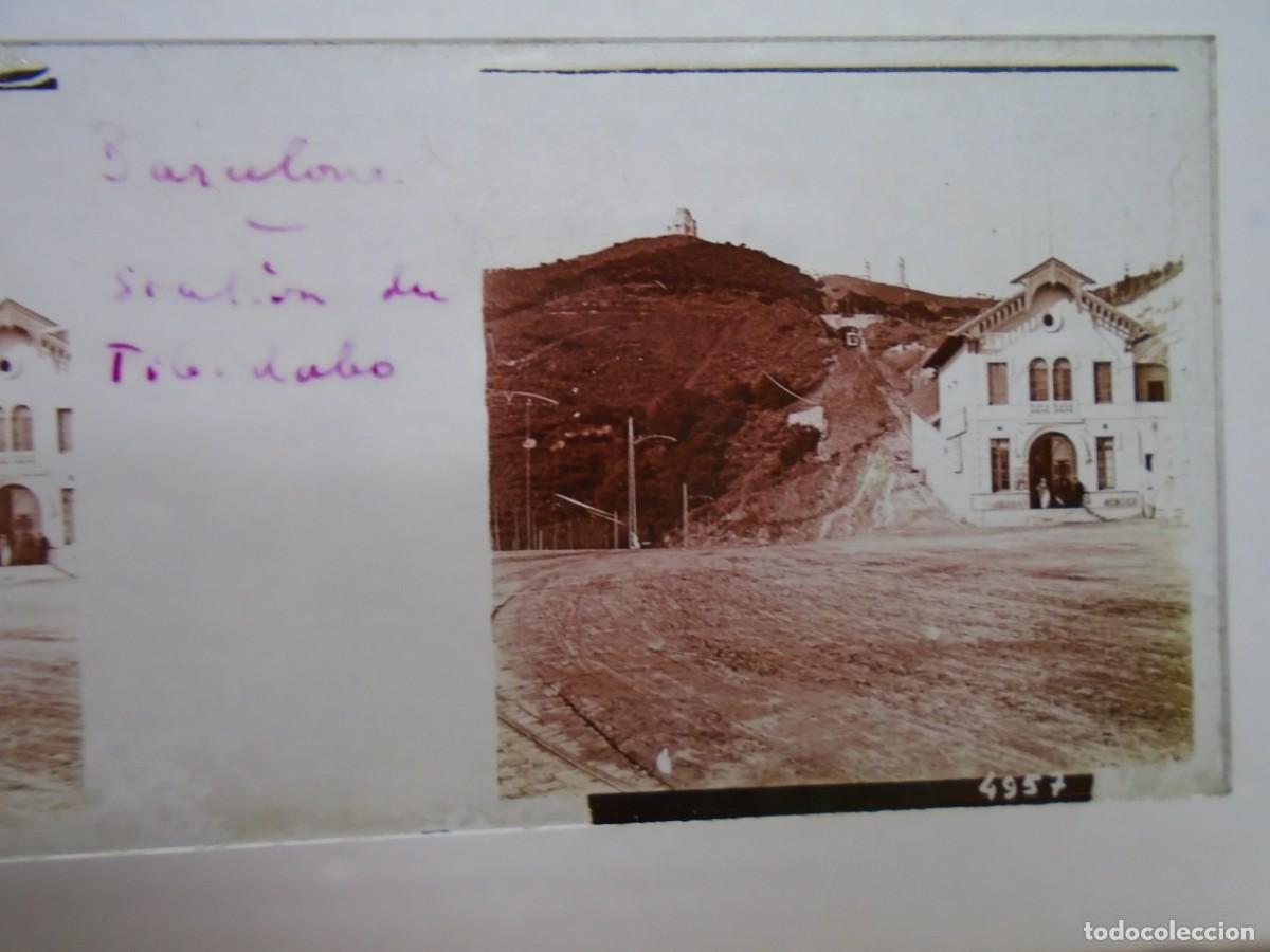 Fotografia antiga: BARCELONA. ESTACION DEL TIBIDABO .PLACA ESTEREOSCOPICA EN CRISTAL,1&ordm; XX.10`5X4`5 CM.